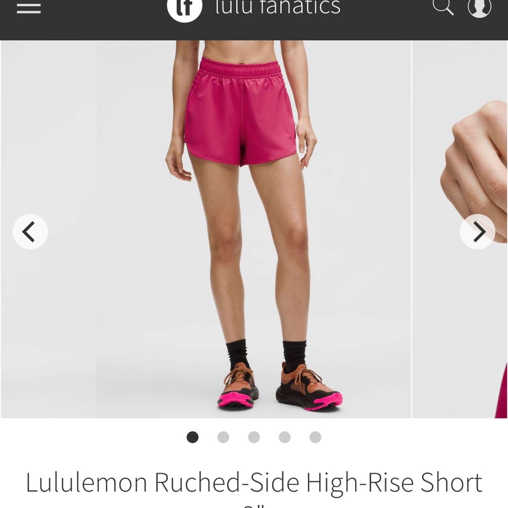 Lululemon Ruched-Side High-Rise Short 3" Raspberry Coulis NWT size Small - Picture 3 of 4